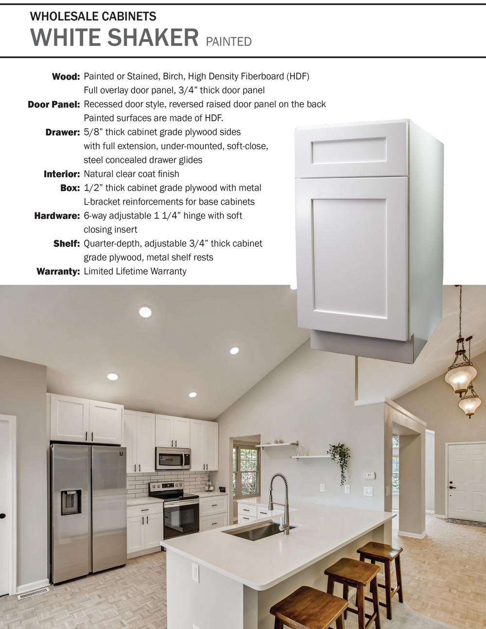 White Shaker Cabinet Catalog Page